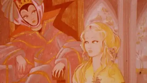 Ilustrație cu lebede și un personaj, cu text despre prinți care s-au prefăcut în lebede.