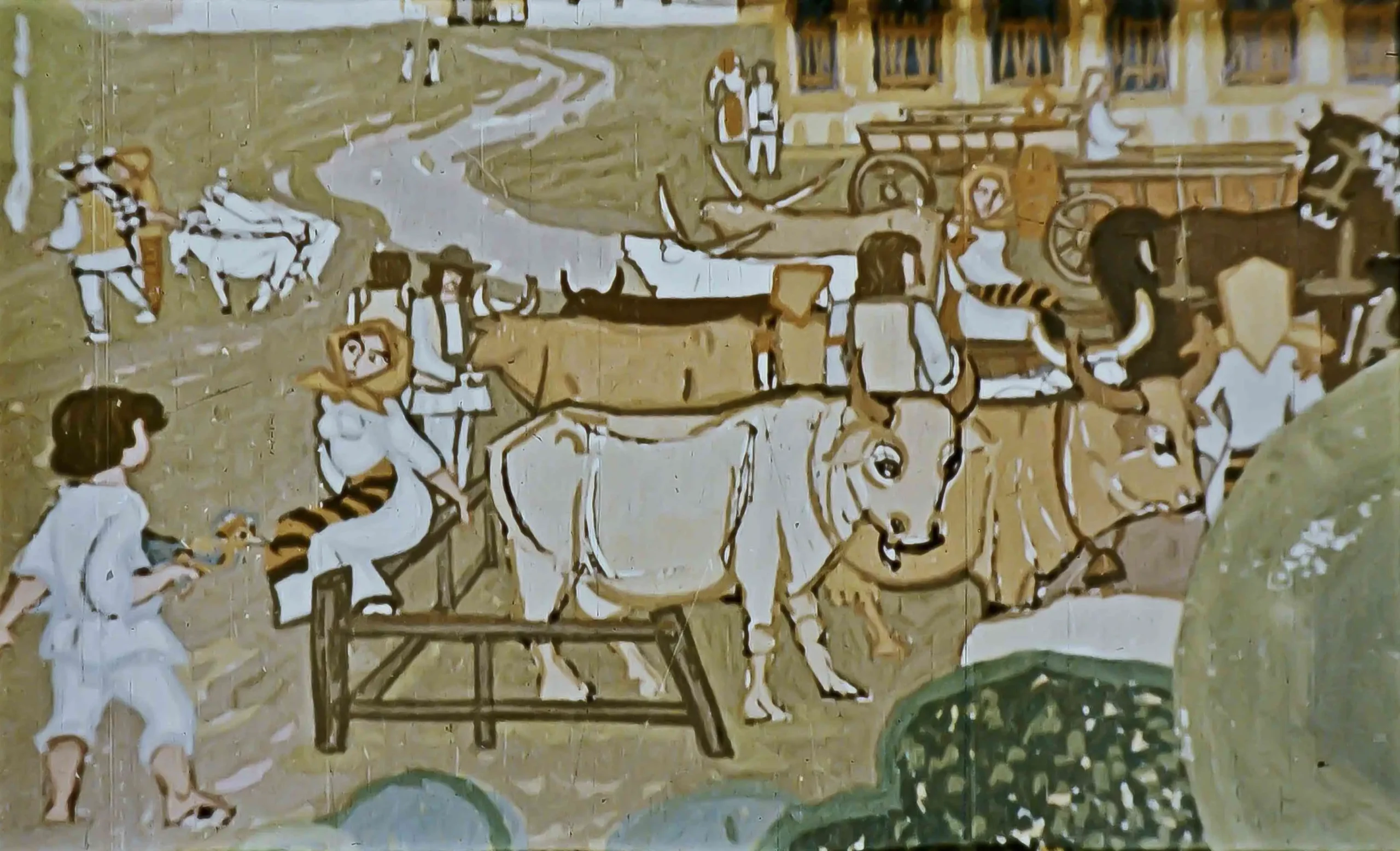 Imagine ilustrativă cu personaje și animale, cu text scris în partea de jos.