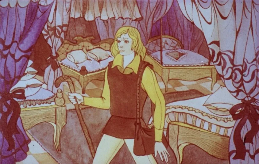 Ilustrarea unui tanar obosit intr-o incapere cu paturi moi, reprezentand lupta sa cu oboseala in timpul unei calatorii.