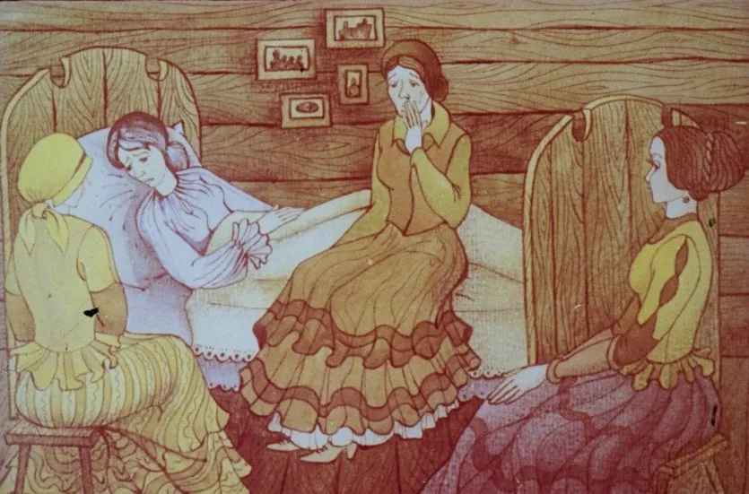 Ilustratie cu patru femei intr-o camera, una intinzandu-se pe pat, iar celelalte trei discutand, sugerand o atmosfera de ingrijire si imunitate.