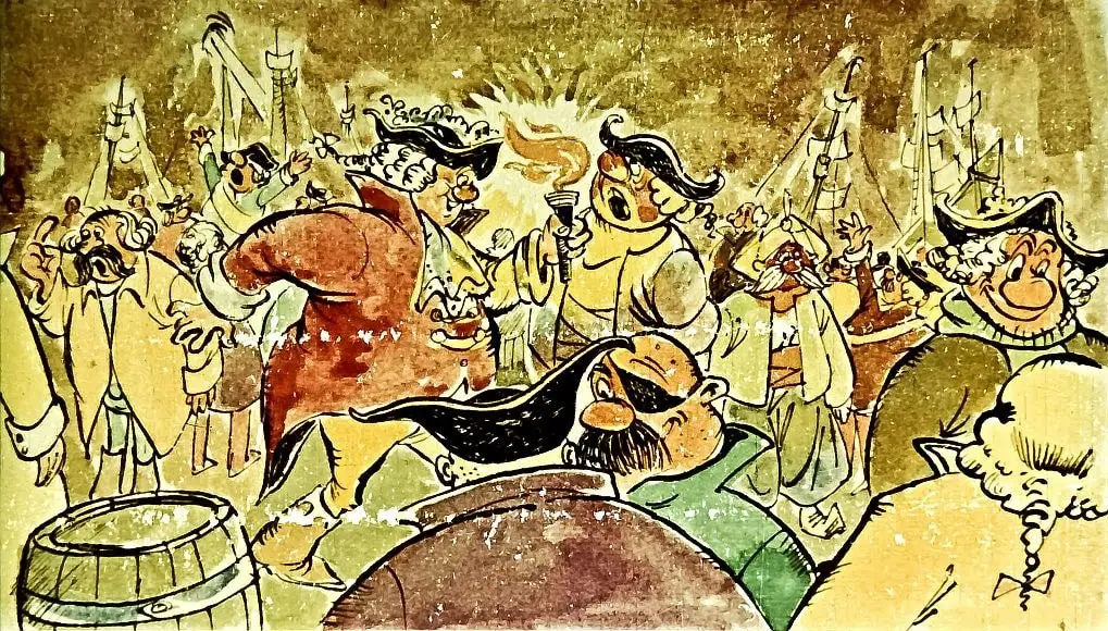 Ilustrație cu personaje diverse care discută într-un mediu animat și colorat, reprezentând o poveste despre lupta pentru libertate.