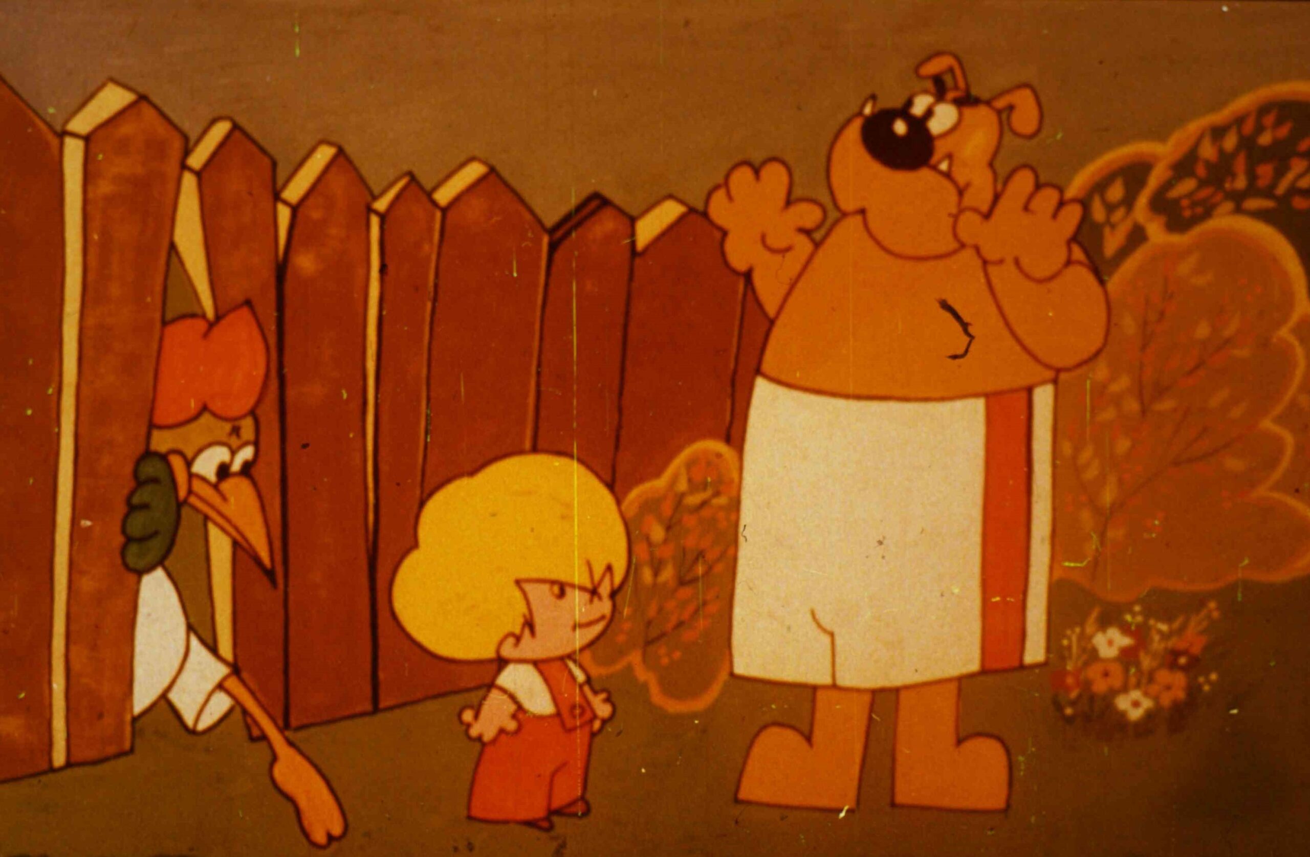 Text scris pe un fundal animat, care descrie o scenă cu personaje.