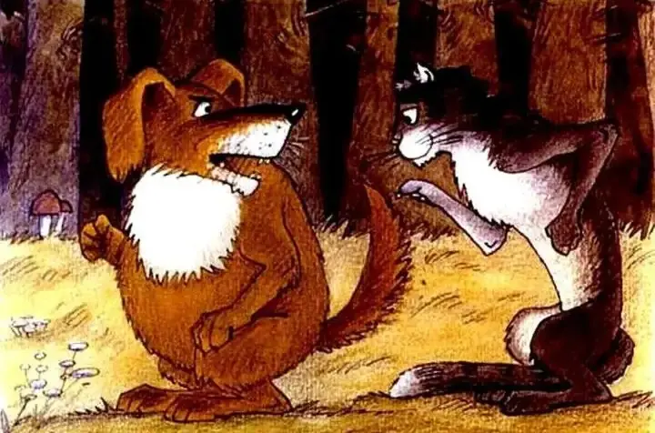 Desen animat cu un câine și o vulpe, în care câinele vorbește cu vulpea, text explicativ despre comunicare.