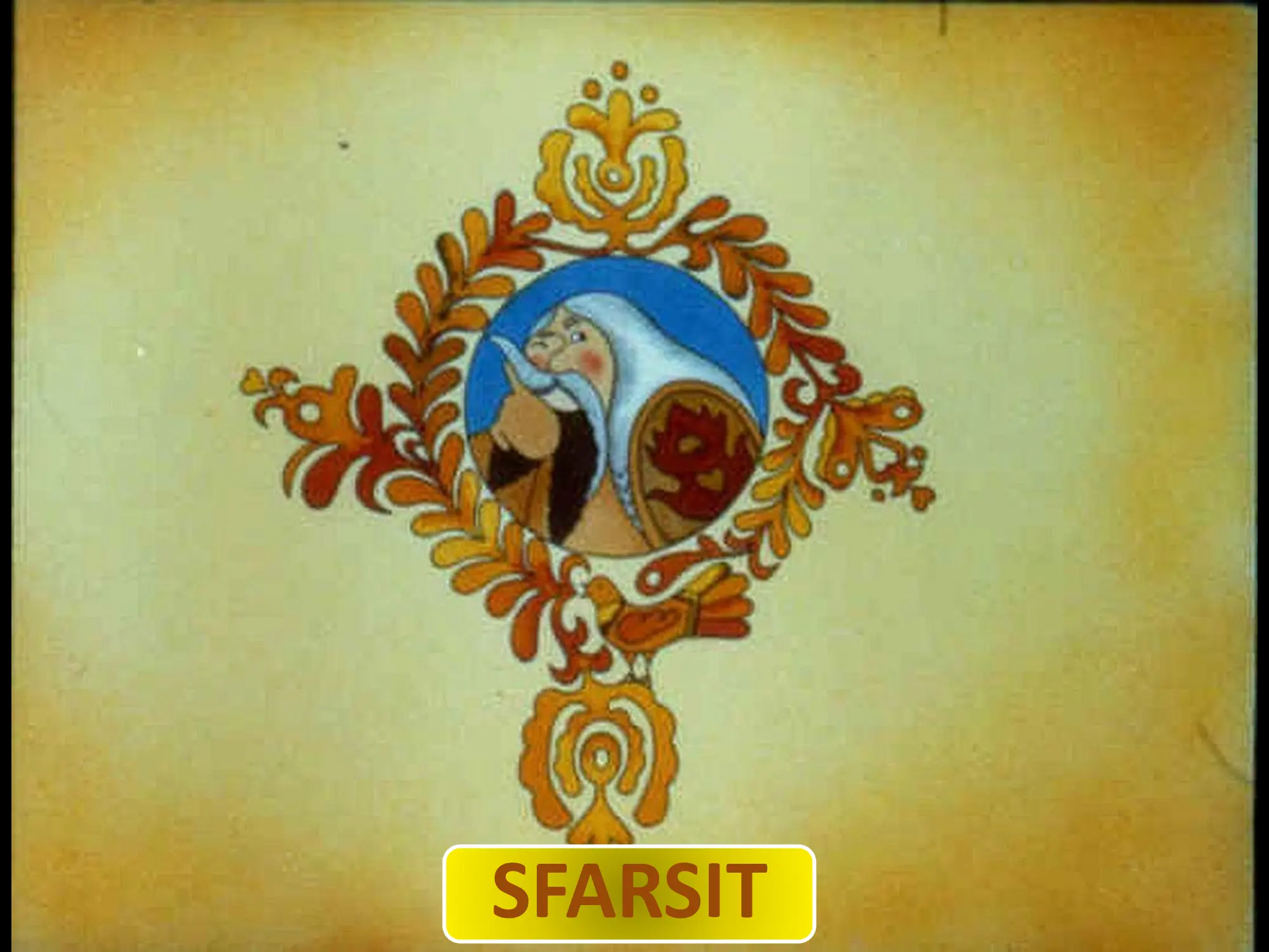 Textul mediu-galbui indicand finalizarea unei prezentari.