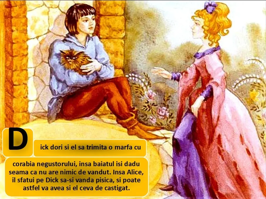 Ilustrație cu un băiat și o fată discutând, cu un peisaj de fundal animat.