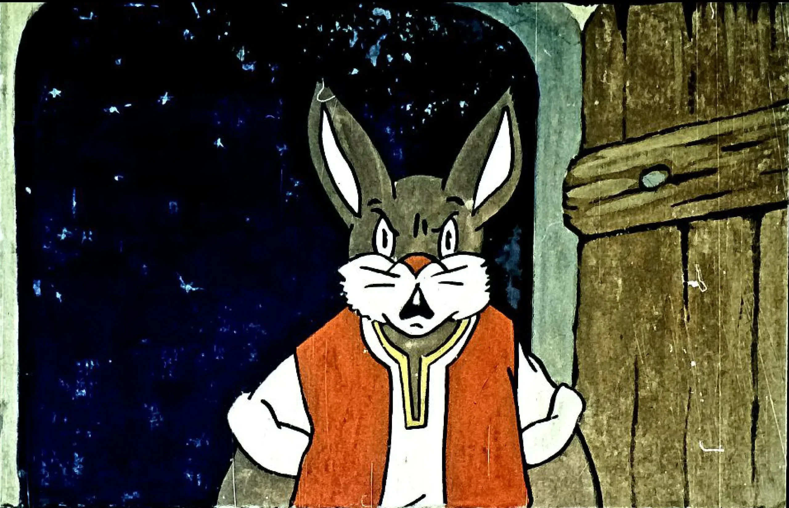 Imagine ilustrată cu un iepure vorbind, exprimând furie.