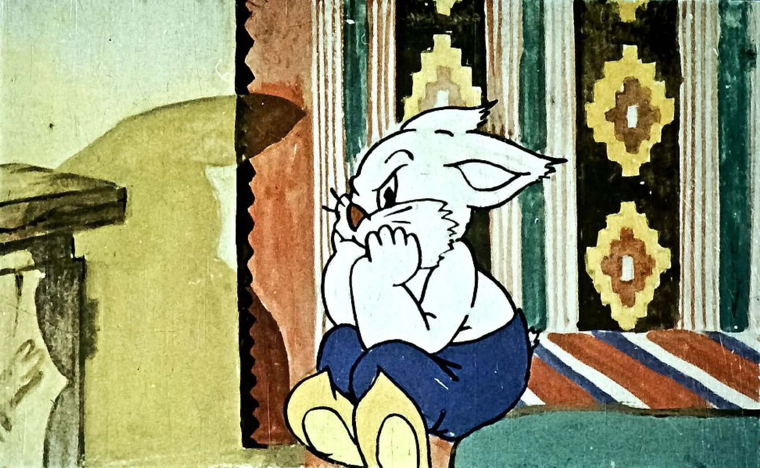 Ilustratie cu un personaj animat care stă supărat pe marginea unui pat.