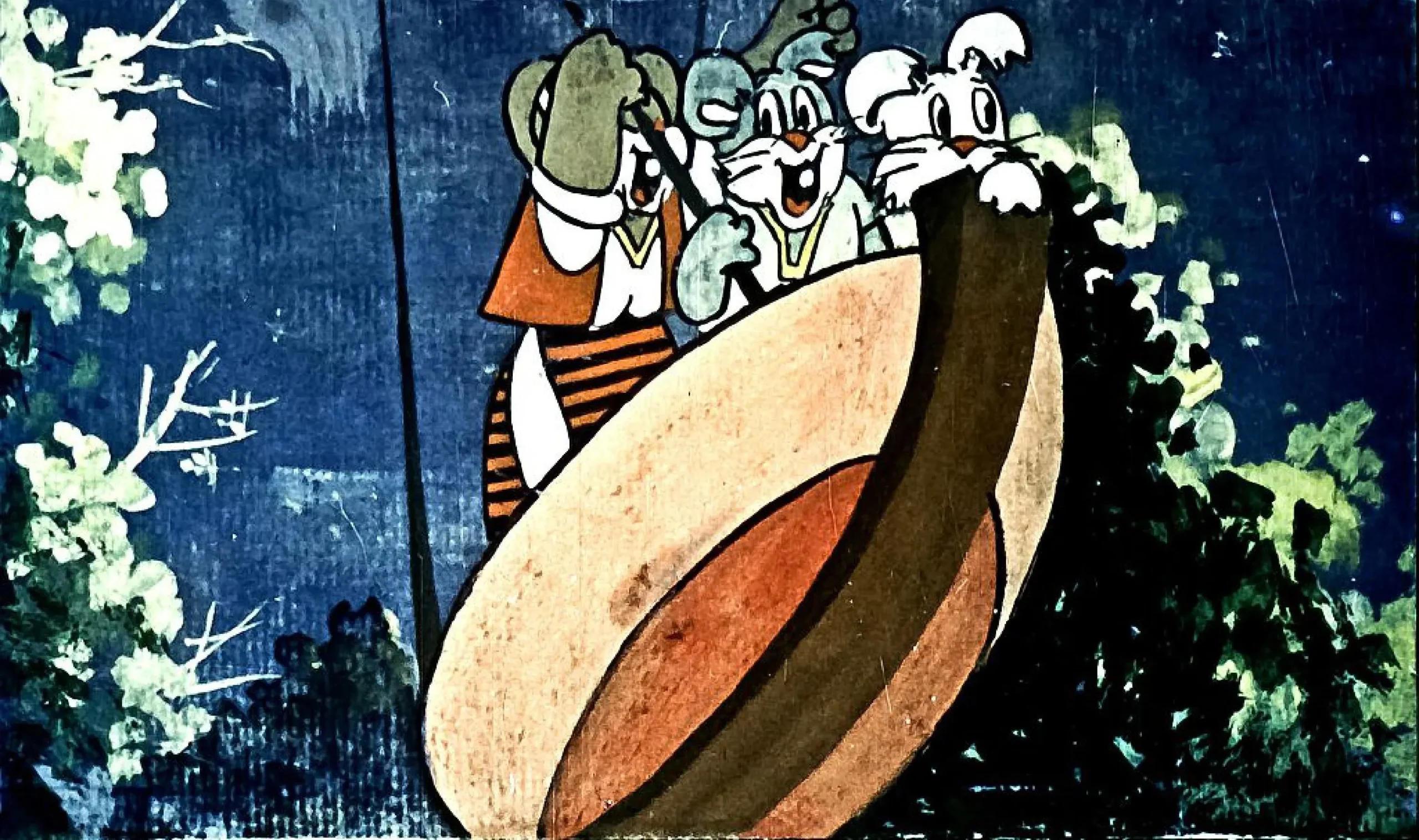 Imagine animată cu personaje care se pregătesc să se urce în bărci.