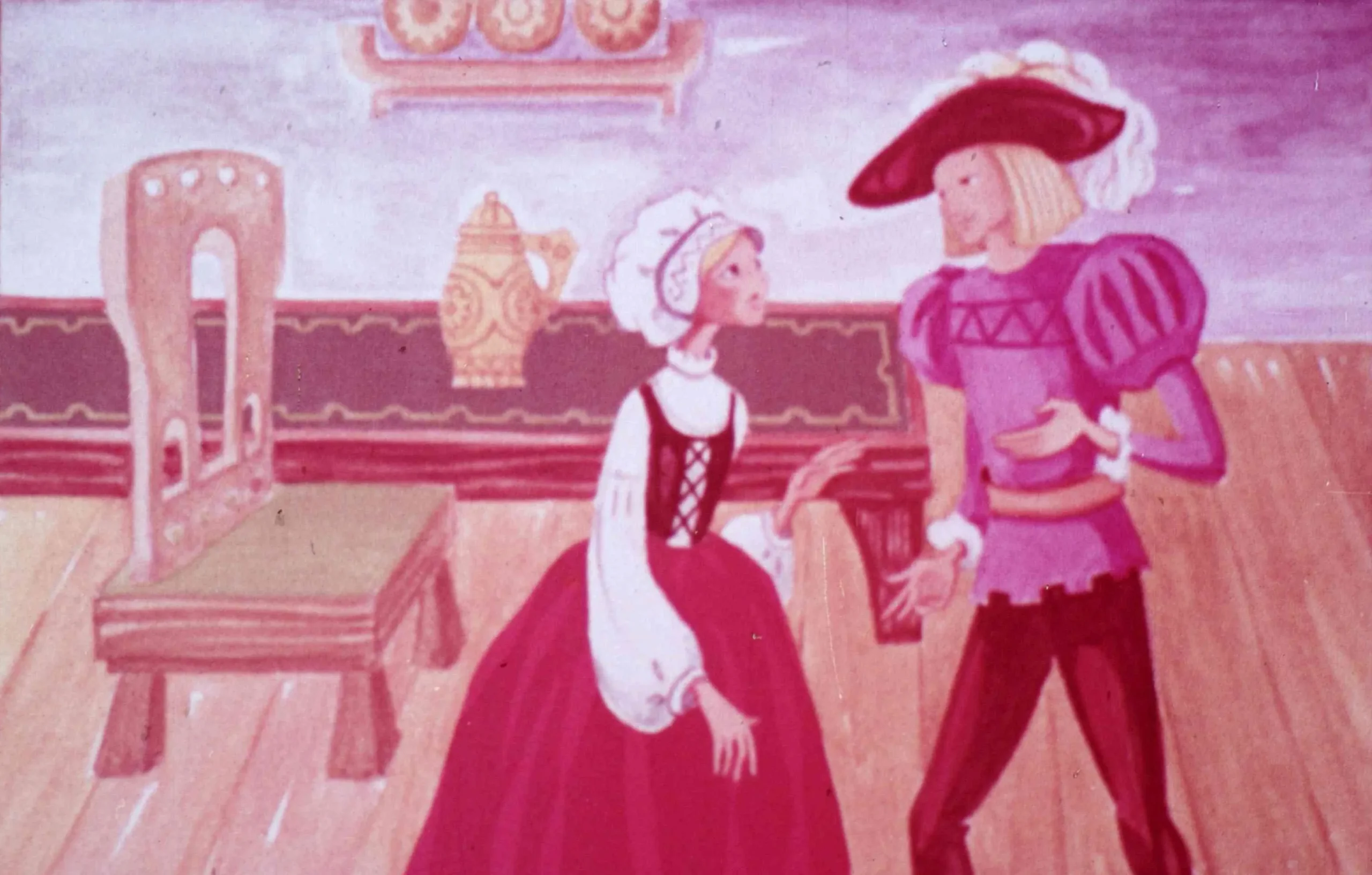 Ilustrație cu două personaje, unul îmbrăcat elegant discutând cu o femeie. Text sub imagine despre bogăție și muncă.