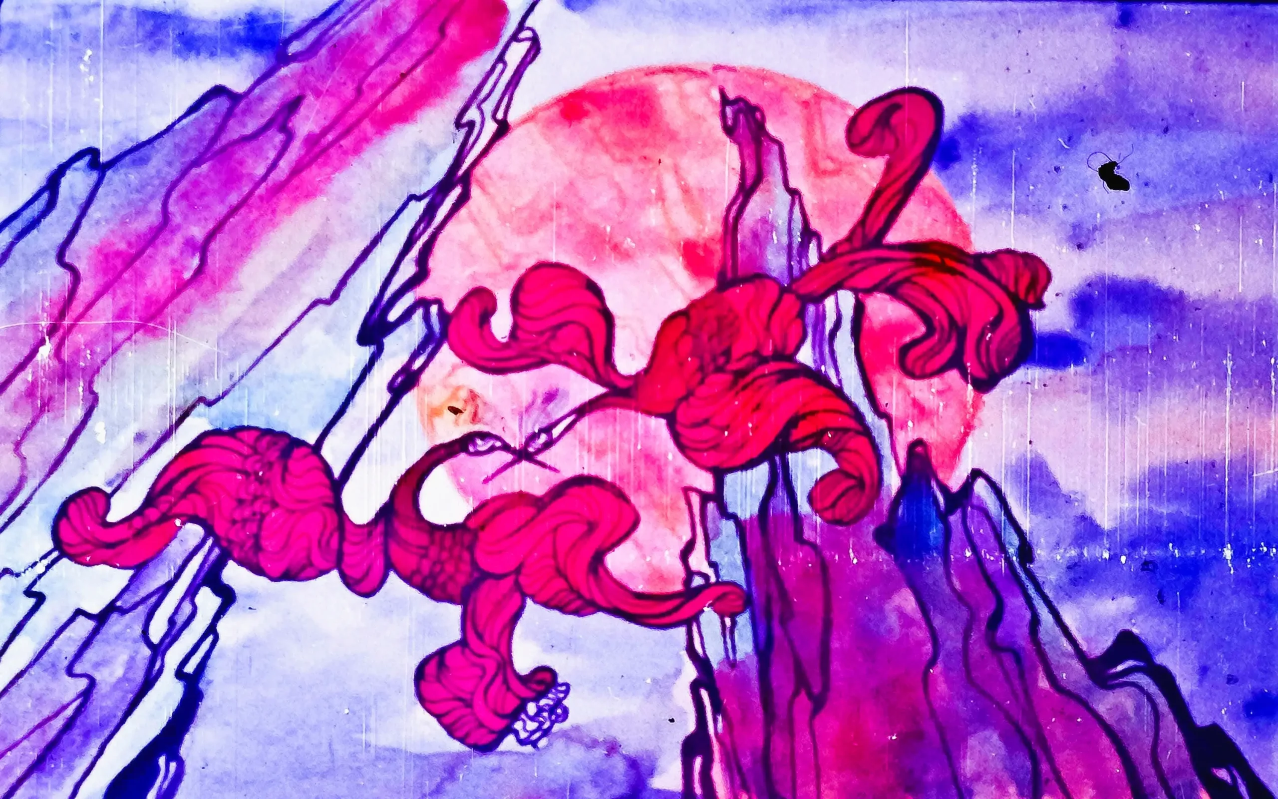 Imagine artistică cu flori stilizate și un soare mare pe fundal, având text în partea de jos.