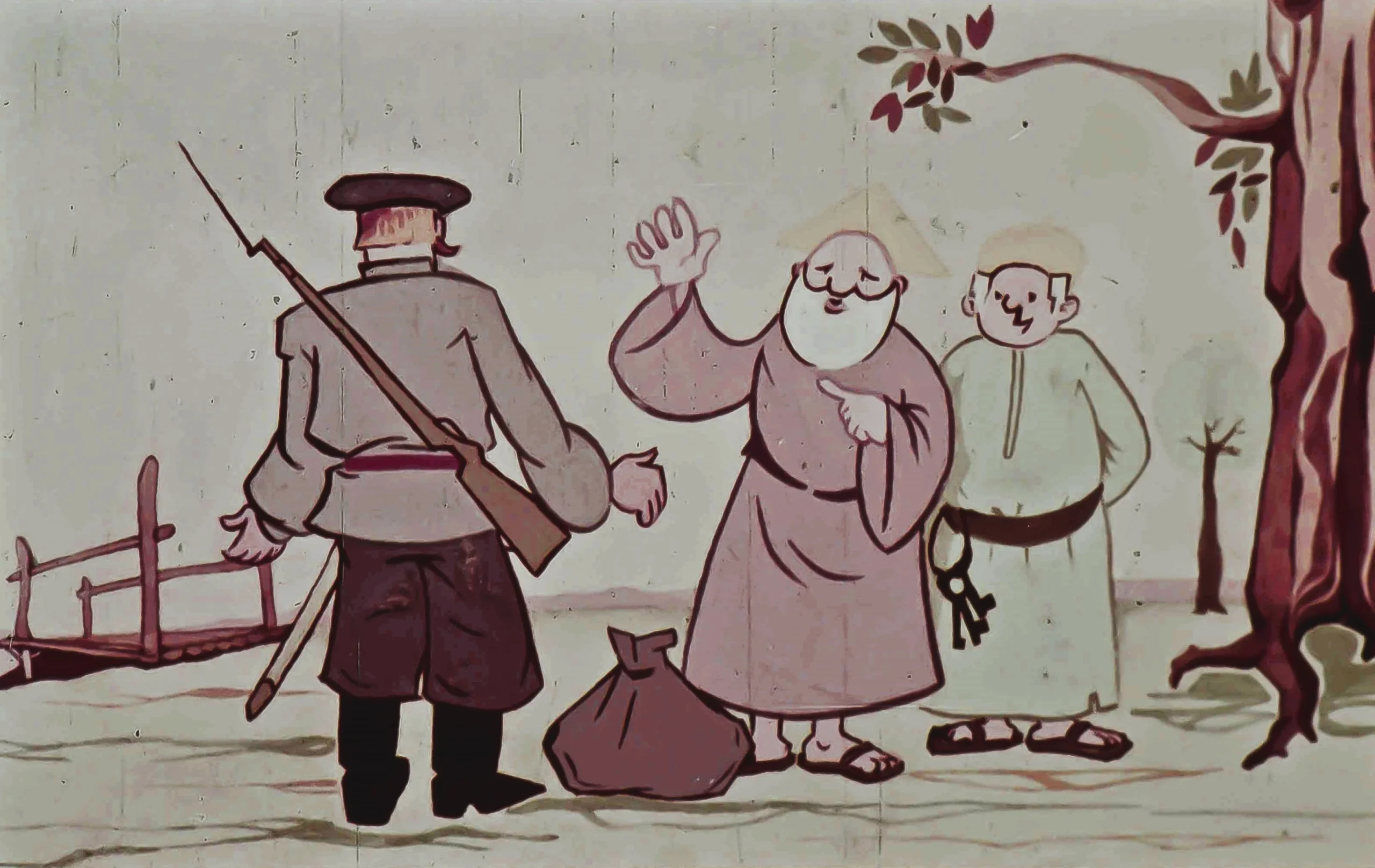 Imagine ilustrativă cu personaje care interacționează, expresii de rugăciune și solicitare.