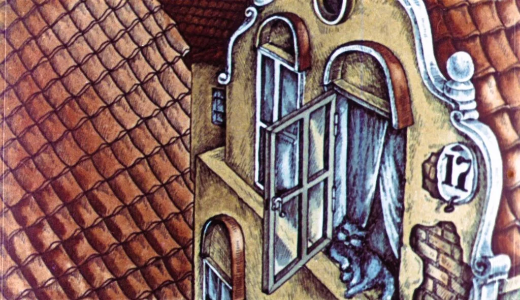 Imagine de pe o clădire cu un geam deschis, pe care este un număr 17.