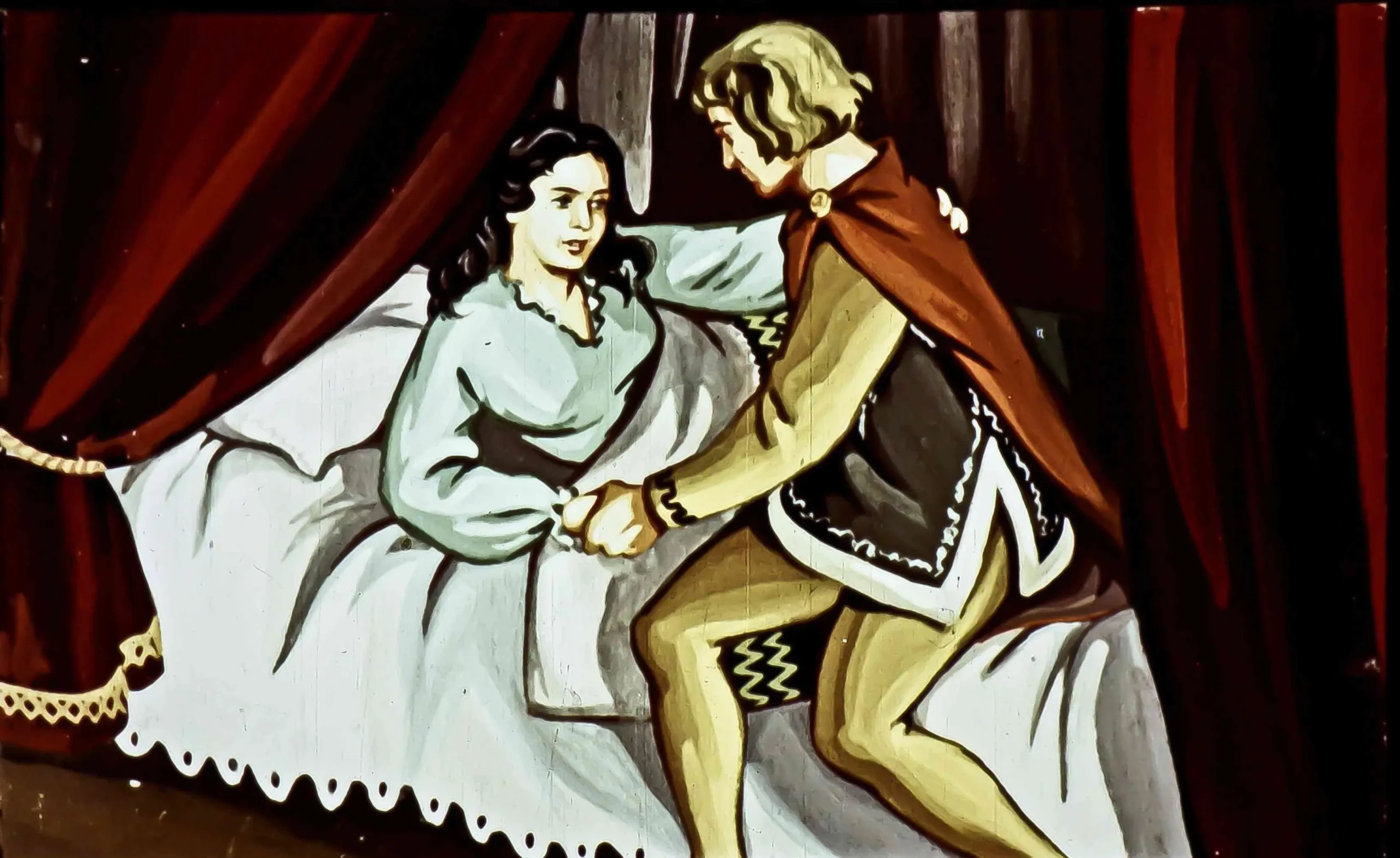 O scenă cu doi tineri care interacționează, cu un text care explică că s-au hotărât să nu se mai despartă niciodată.