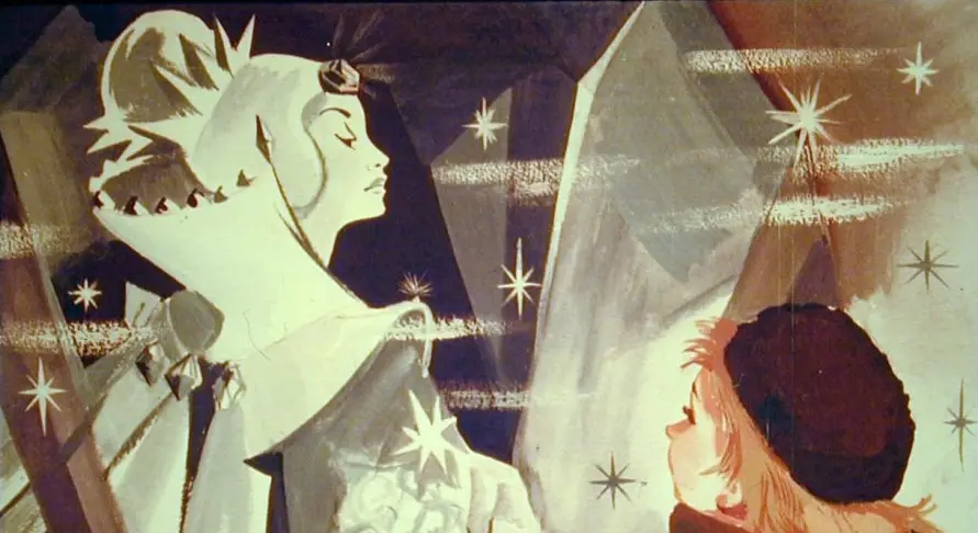 Ilustrație animată cu o femeie îmbrăcată în alb și un copil, descriind întâlnirea dintre ei.