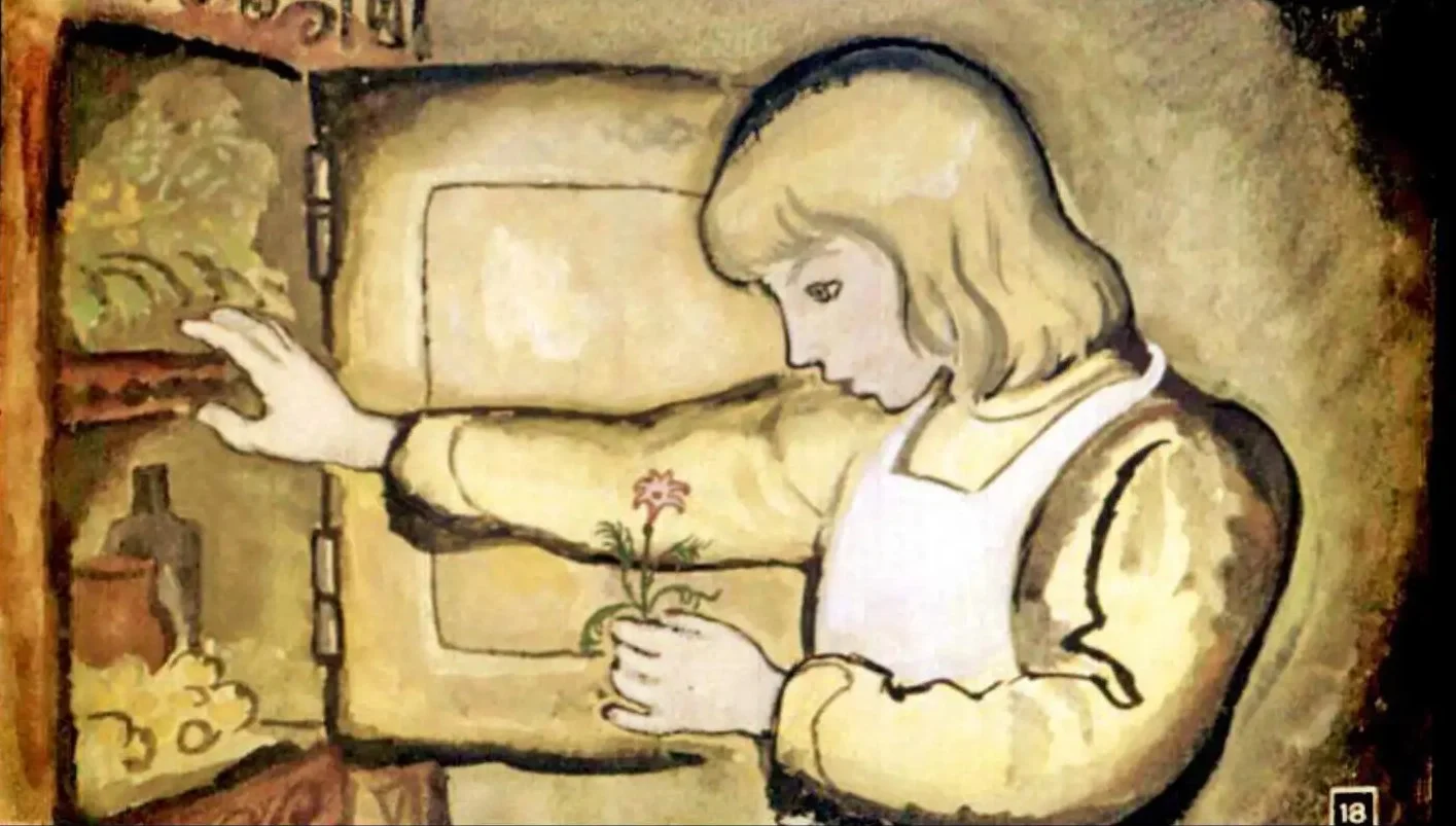 O ilustrație reprezentând un băiat care explorează ingrediente într-o cămară, sugerând o activitate culinară.