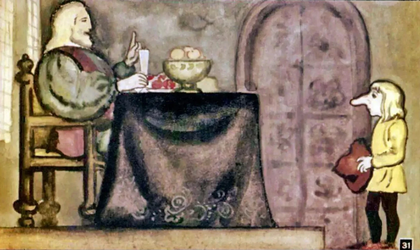 Ilustratie cu Iacob prezentandu-se in fata unui Print, care il felicita pentru abilitatile sale culinare.