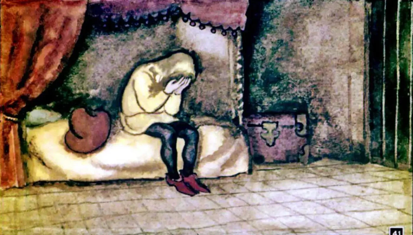 O ilustrație care arată o persoană așezată pe o canapea, cu capul între mâini, reflectând despre o situație dificilă.