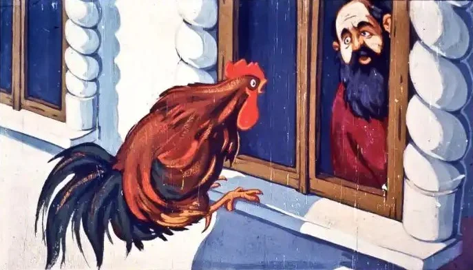 O pasăre vorbește cu un boier de la fereastră, cerând bani.