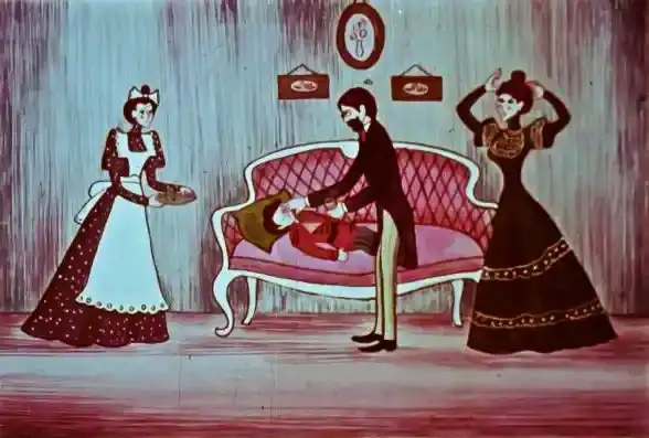 O scenă ilustrată cu oameni într-o cameră, care interacționează. Un bărbat îngrijind o persoană pe o canapea, în timp ce o femeie cu o tavă observă.