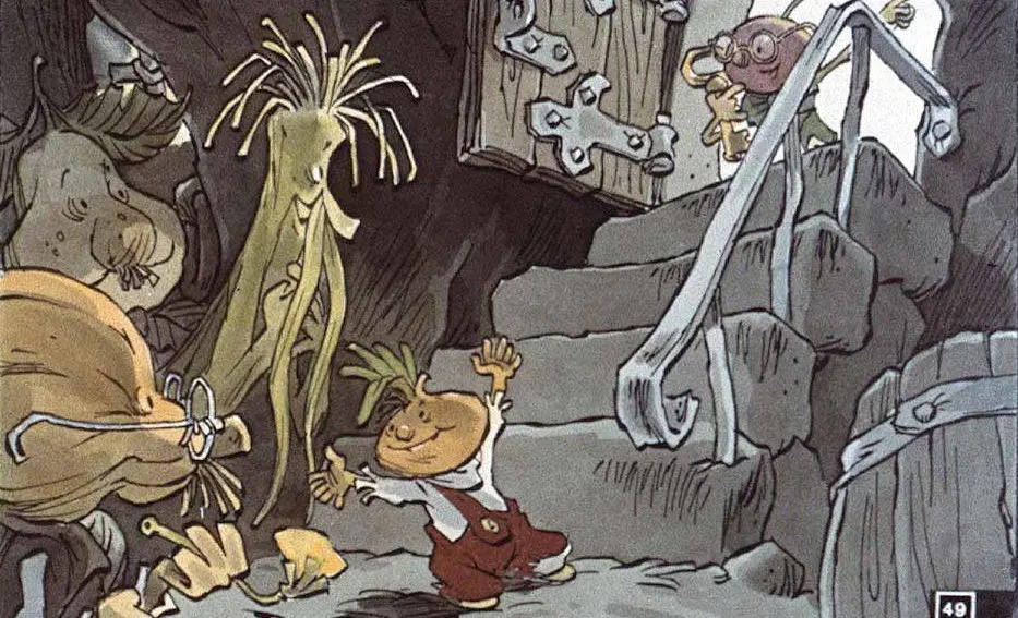 Imagine ilustrativă cu personaje fantastice într-un decor de poveste, prezentând o scenă animată.