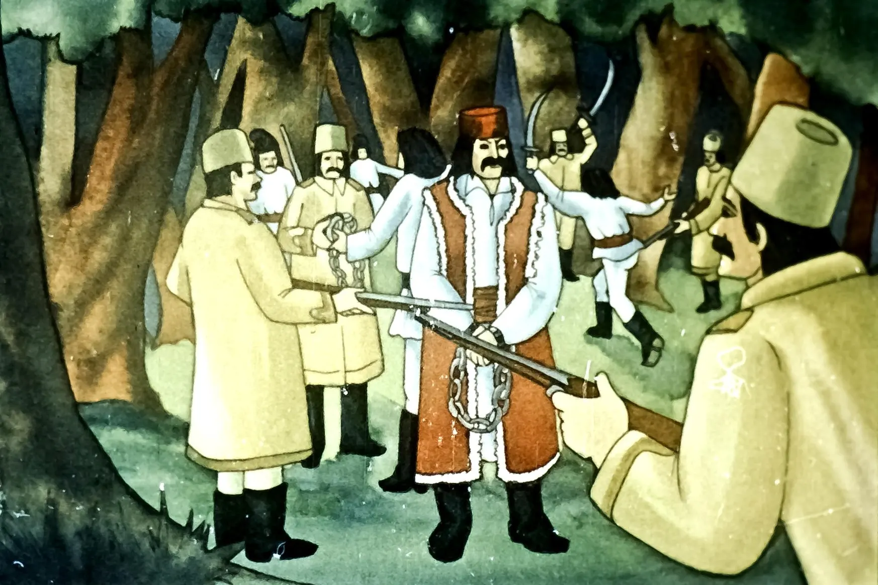 Ilustrație istorică despre Ioan Caragea și haiduci din România.