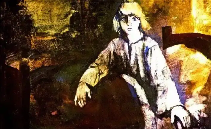 Ilustratie care prezinta un baiat trezindu-se din somn, in timp ce afara se aud zgomote ciudate.