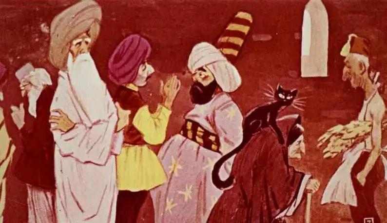 Imaginea ilustrează o scenă dintr-o poveste în care personaje discută despre o prințesă și secretul ei.