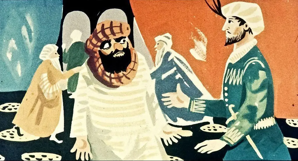 Ilustrare stilizata a unui grup de persoane în diferite atitudini și vestimentații, pe un fundal colorat.