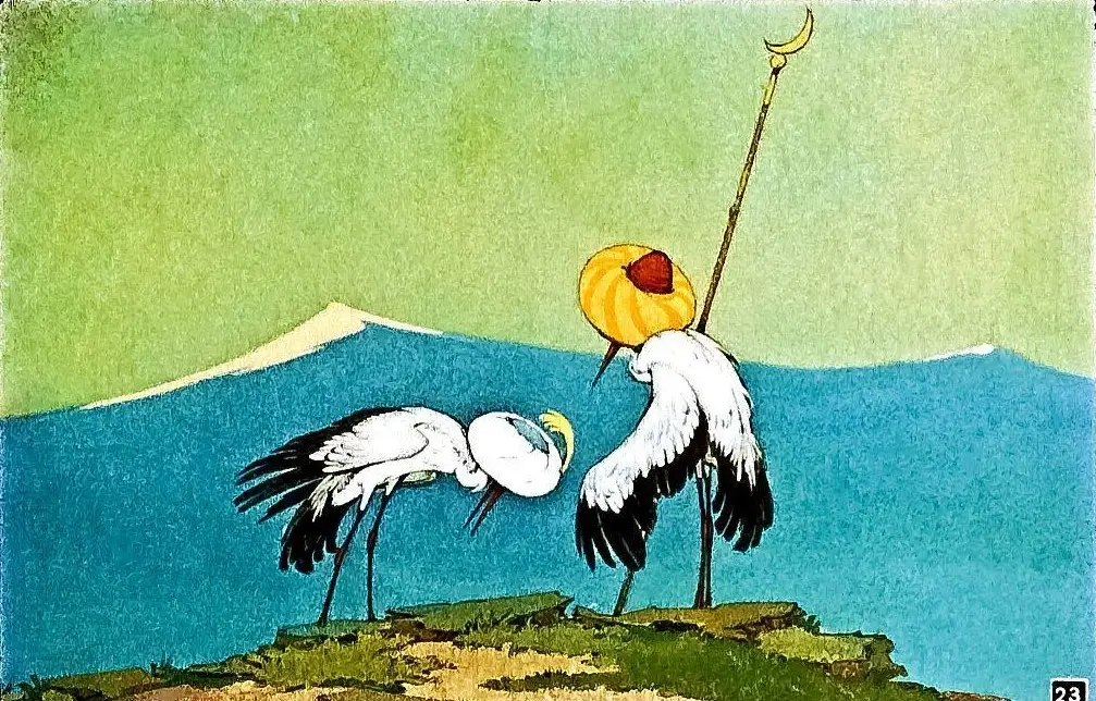 Ilustrație cu două țarca pe un fundal simplu, una dintre ele purtând o pălărie galbenă.