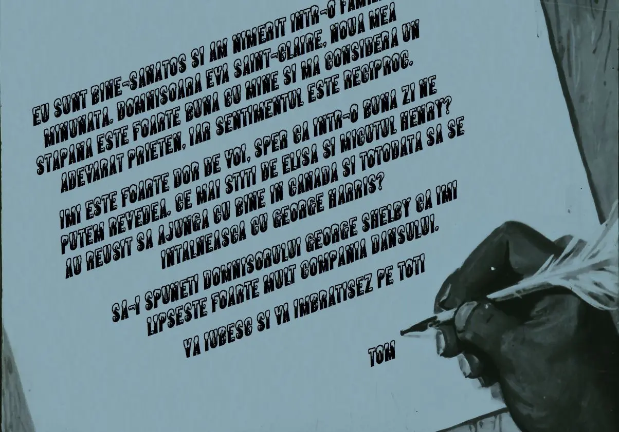 Scrisoare scrisă de Tom, exprimând dorința de a se reuni cu familia și prietenii, menționând persoane dragi și întrebând despre evoluția acestora.