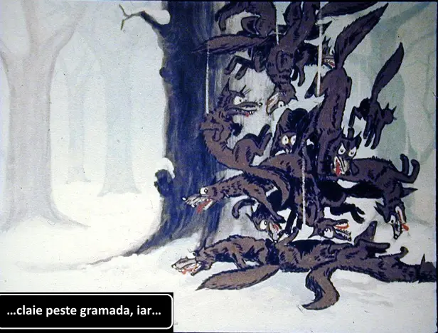 Ilustrație cu animale de frunză care formează o grămadă într-o pădure.