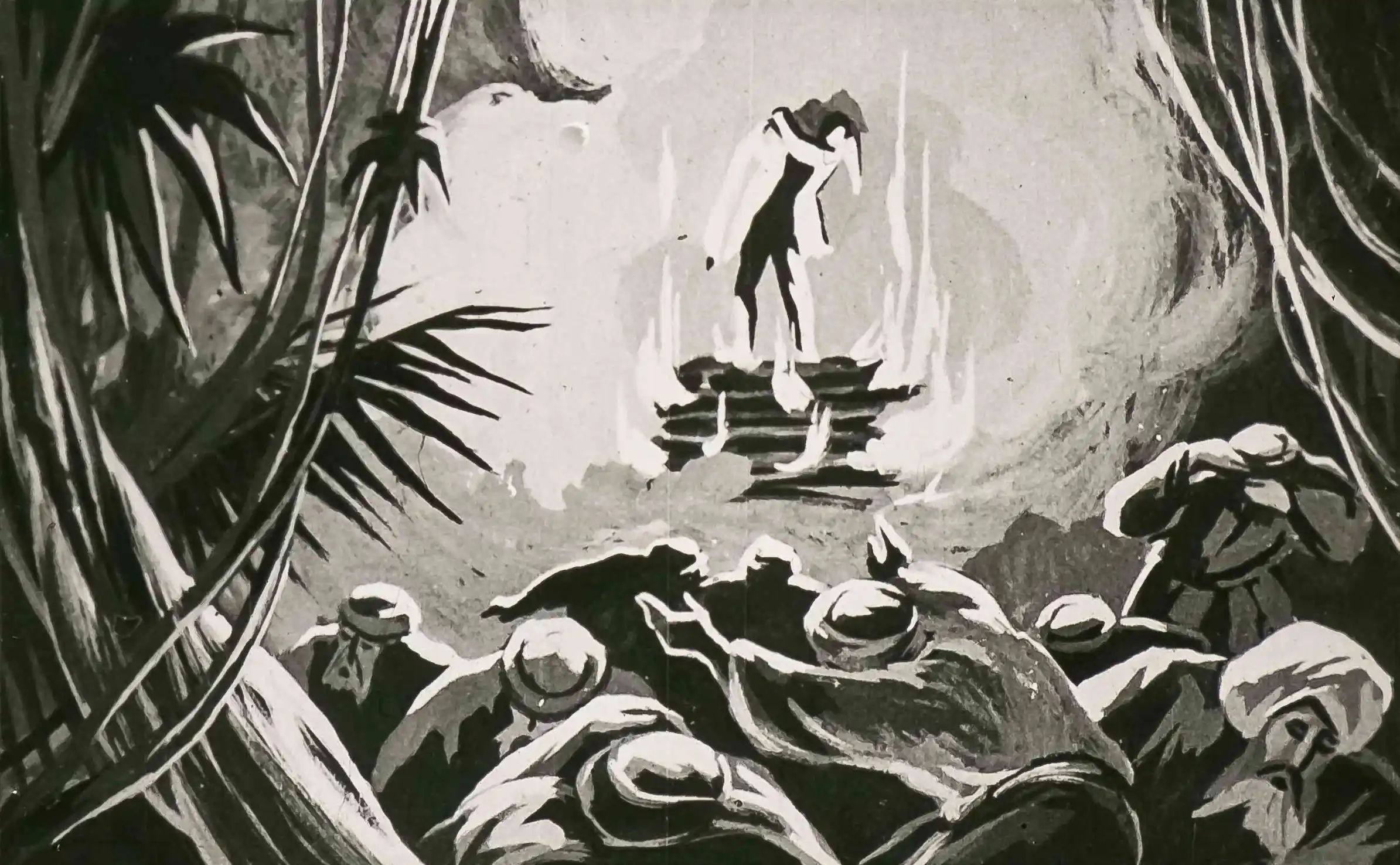 O scenă dramatică cu o prințesă pe un rug, fiind salvată de prietenii ei, cu Passepartout în acțiune.