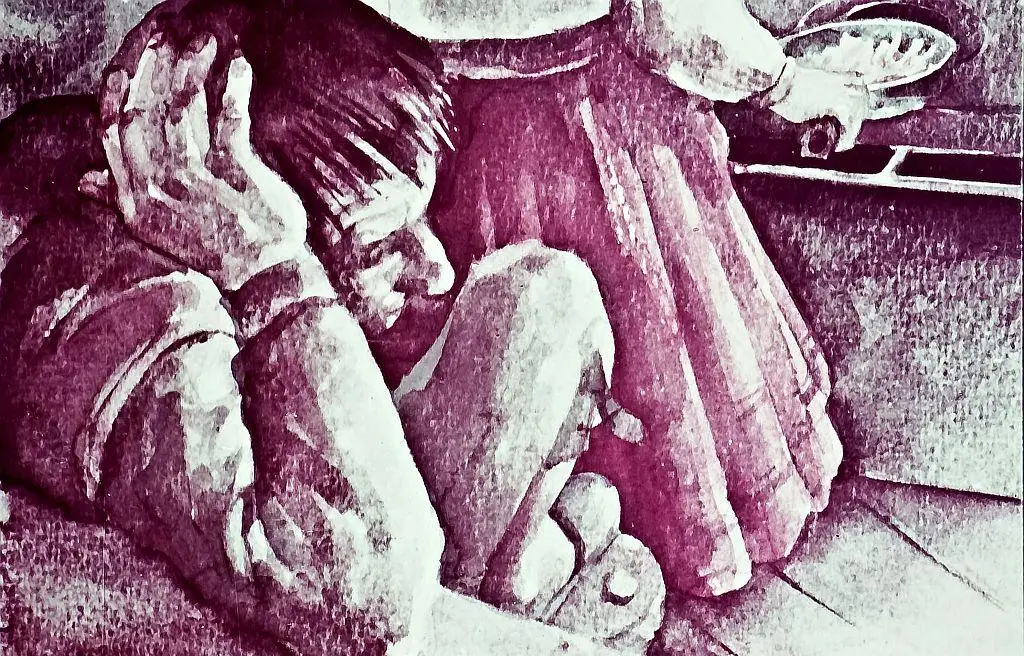 Ilustrație cu o femeie care gătește la o farfurie pe un aragaz, cu un ibric și diverse vase de ceramică în fundal.