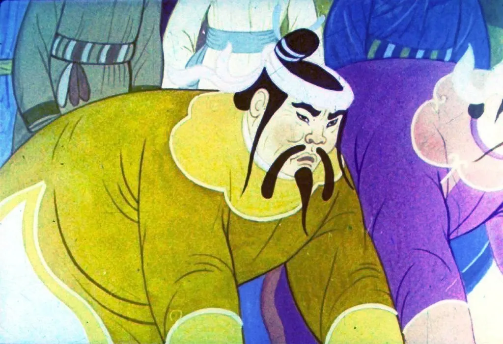 Ilustrație care reprezintă o scenă dintr-o poveste, cu personaje și un castel vechi, în care o fetiță povestește despre prietenul ei dispărut.