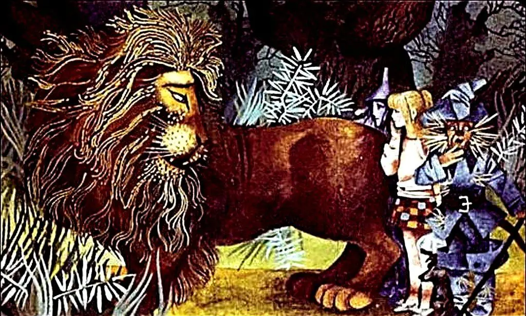 Ilustrație care prezintă un personaj dintr-o poveste, cu un fundal de pădure și un copac, discutând despre o situație disperată.