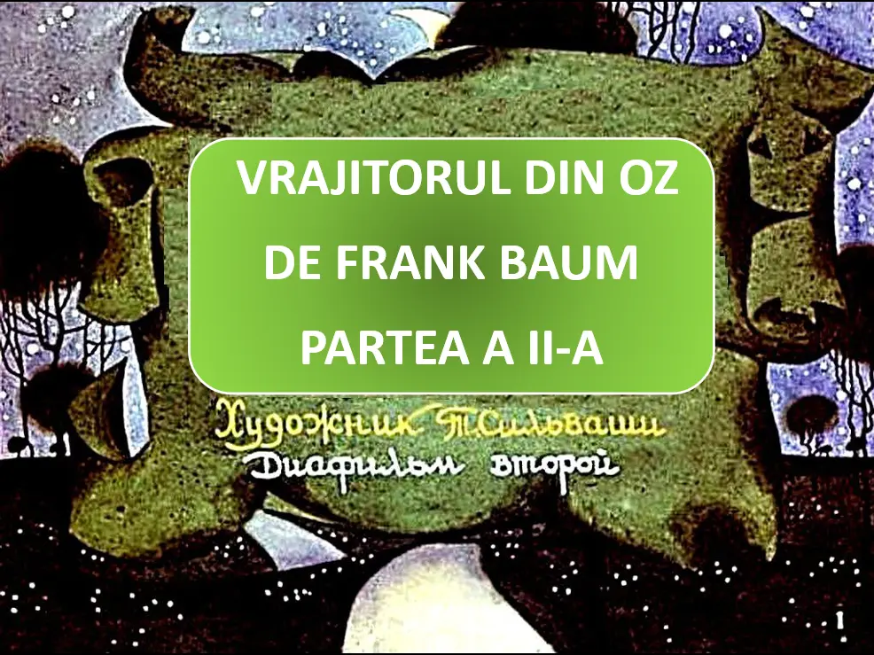 Ilustrație din poveste, cu un vrajitor care ascultă cererile, într-un cadru colorat.