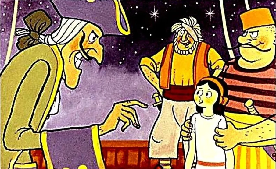Ilustrație animată cu personaje pe o navă, descriind o poveste despre frica navigatorilor și o provocare pentru Wendy.