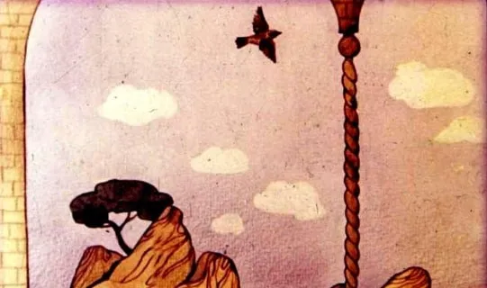 O ilustrație care prezintă o privighetoare zburând în cer, evidențiind libertatea și frumusețea naturii.