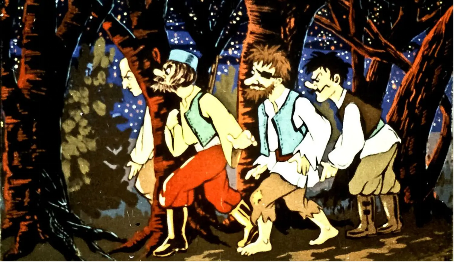 Patru tâlhari mergând usor
