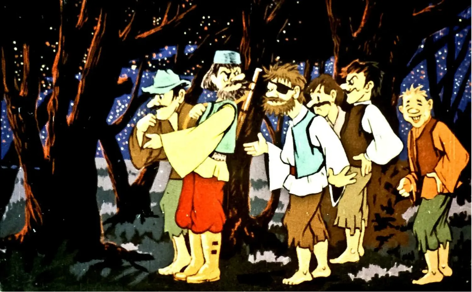 Sase tâlhari vorbesc in padure