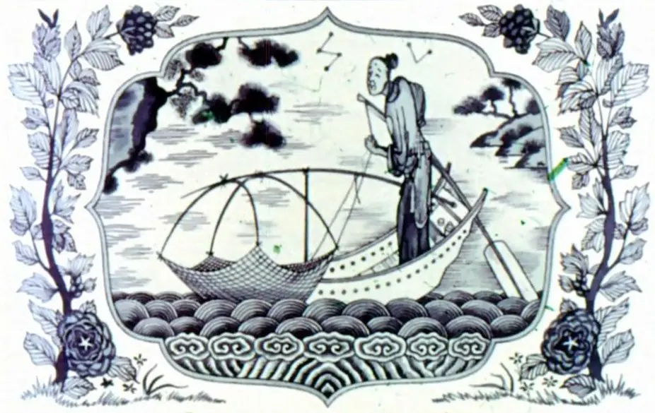 Imagine cu pescari pe apă, cu un peisaj artistic, descriind o scenă de relaxare.